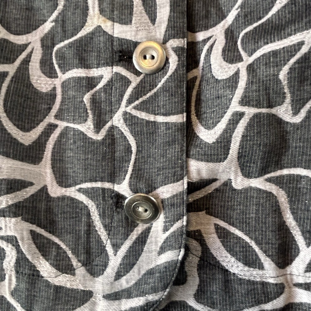 Additions By Chico's Gray & White Abstract Print Lightweight Jacket Sz 2 ; 12; L - Picture 5 of 16